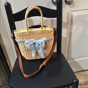 Stylish Woven bag with Blue Accent
